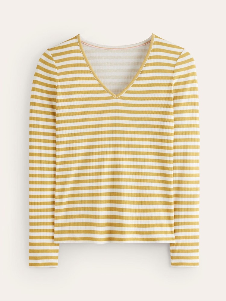 Boden Yellow Anna V-Neck T-Shirt - Image 5 of 5 Boden Yellow Anna V-Neck T-Shirt - Image 5 of 5