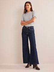 Boden Cream Supersoft Frill Detail T-Shirt - Image 3 of 5