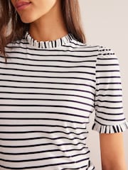 Boden Cream Supersoft Frill Detail T-Shirt - Image 4 of 5