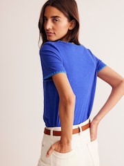 Boden Blue Ali Crochet 100% Cotton T-Shirt - Image 3 of 5