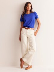 Boden Blue Ali Crochet 100% Cotton T-Shirt - Image 4 of 5