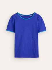 Boden Blue Ali Crochet 100% Cotton T-Shirt - Image 5 of 5