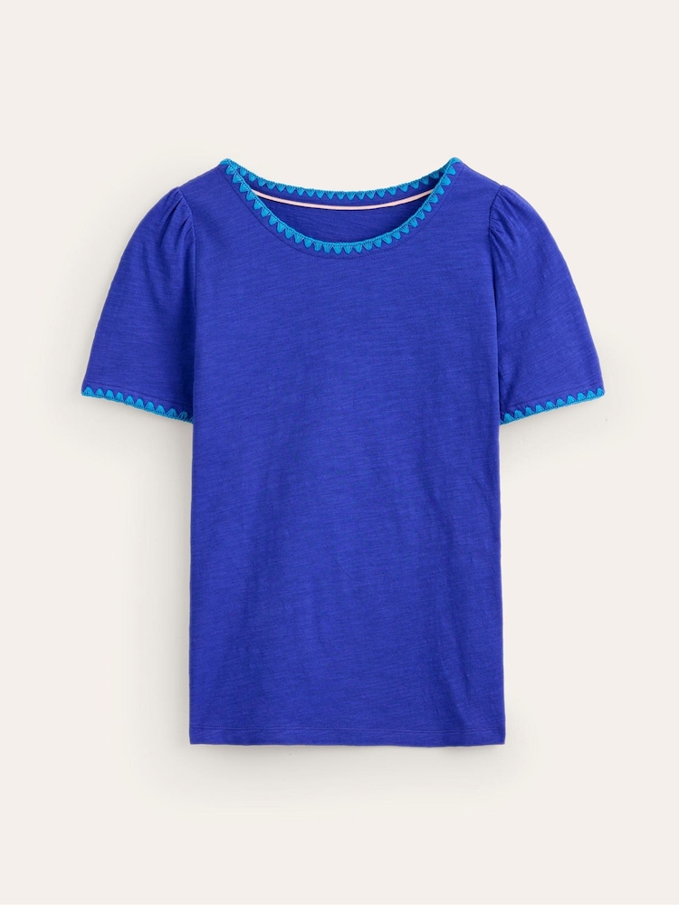 Boden Blue Ali Crochet 100% Cotton T-Shirt - Image 5 of 5 Boden Blue Ali Crochet 100% Cotton T-Shirt - Image 5 of 5