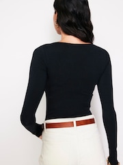 Boden Black Double Layer Scoop Long Sleeve T-Shirt - Image 3 of 5