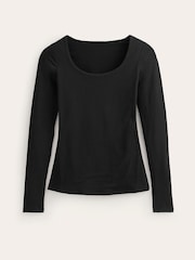 Boden Black Double Layer Scoop Long Sleeve T-Shirt - Image 5 of 5
