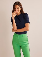 Boden Light Blue Supersoft Frill Detail T-Shirt - Image 4 of 5