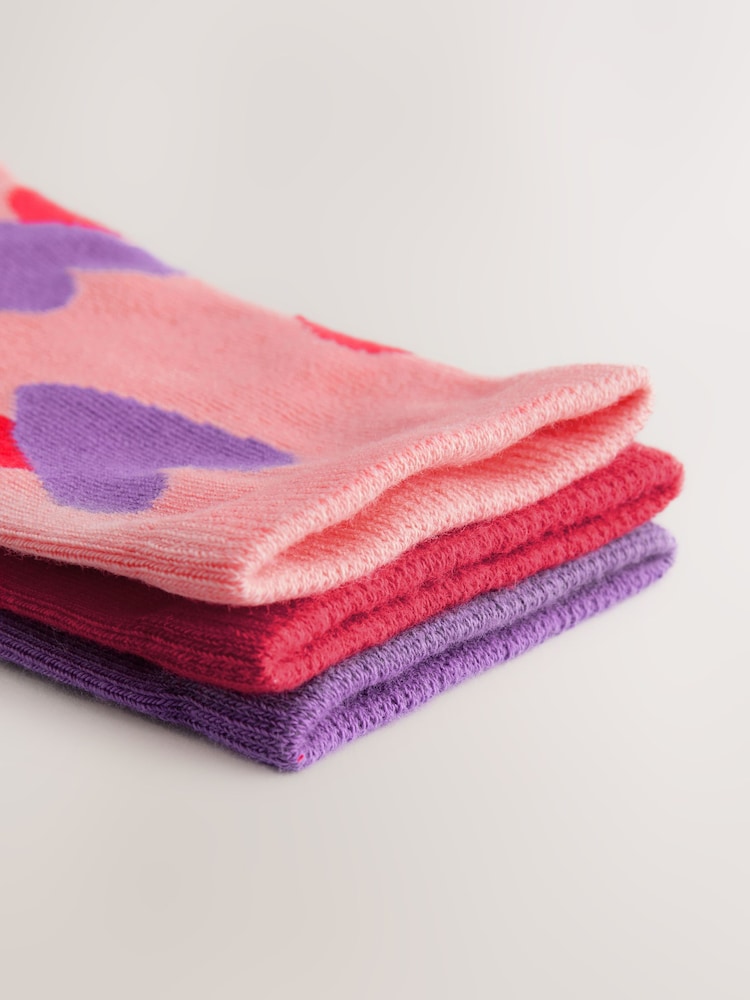 Red/Purple 3 Pack Cotton Rich Ankle Socks - Image 2 of 3