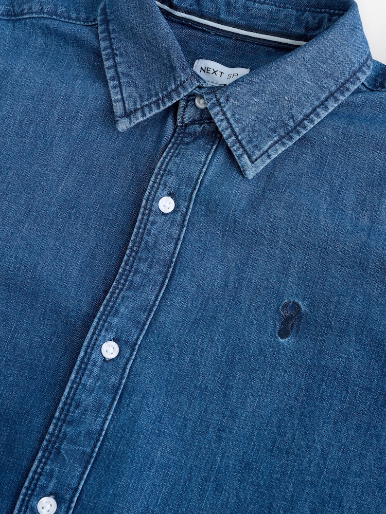 Blue Denim Denim Long Sleeves 100% Cotton Shirt - Image 3 of 3