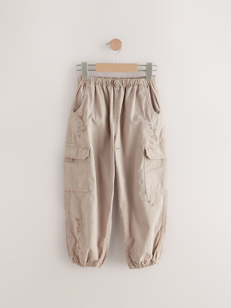 Stone Embroidered Parachute 100% Cotton Trousers - Image 1 of 5