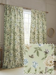 Sanderson Sage Porcelain Garden Matt Velvet Pencil Pleat Curtains - Image 2 of 5