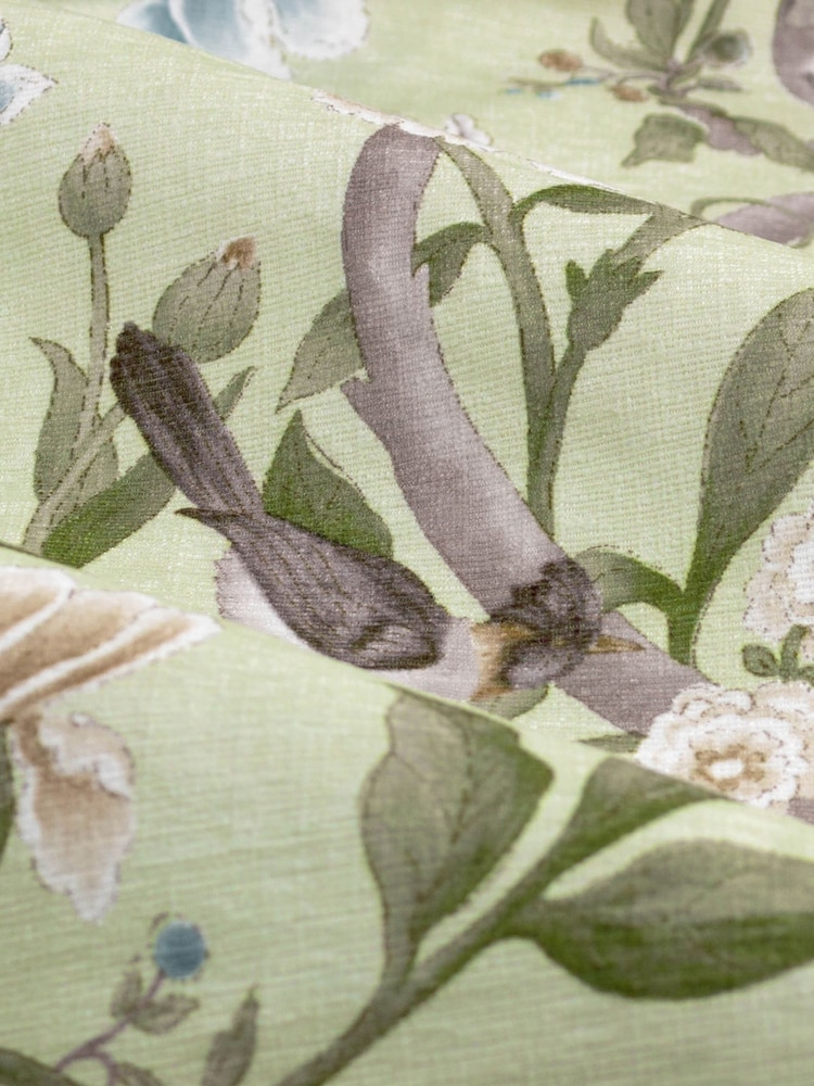 Sanderson Sage Porcelain Garden Matt Velvet Pencil Pleat Curtains - Image 4 of 4