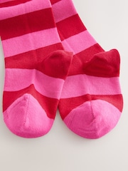 Pink/Red Cotton Rich Stripe Tights - Image 2 of 3