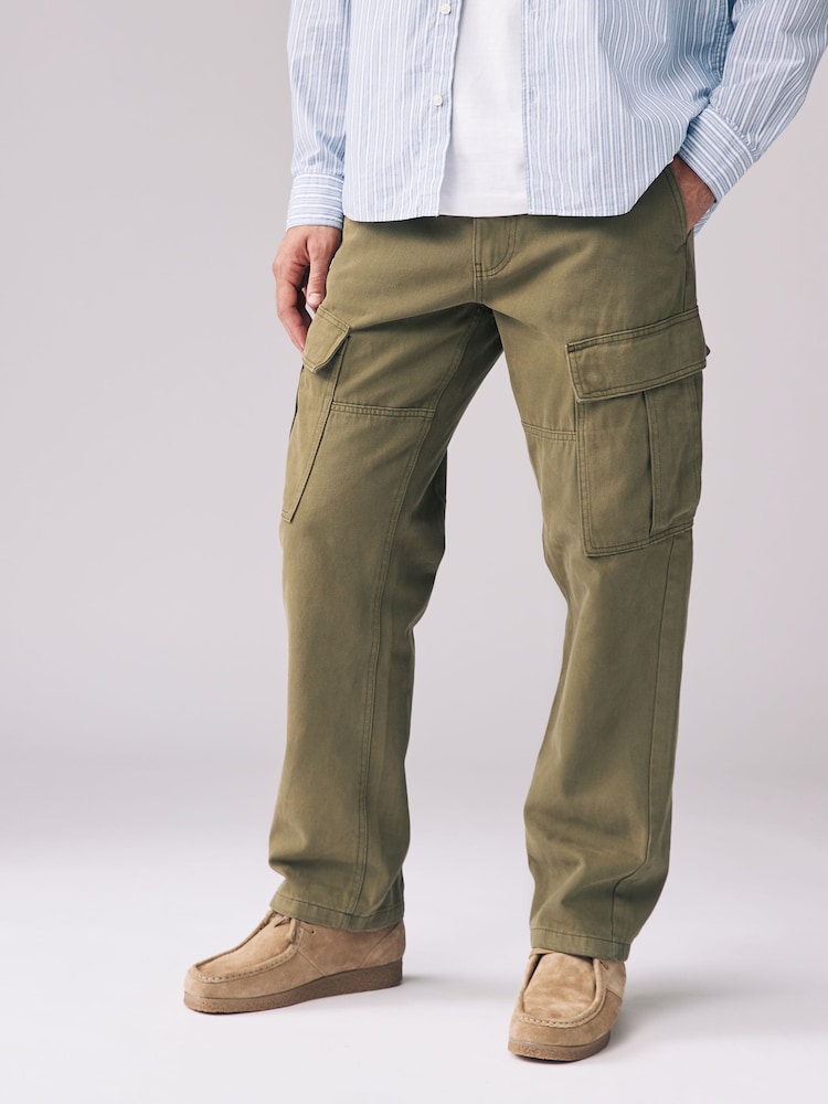 Khaki Green Cargo 100% Cotton Trousers - Image 1 of 2