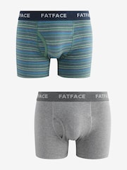 Grey & Green Stripe - FatFace Classic Boxers 2 Pack - Imagen 1 de 3