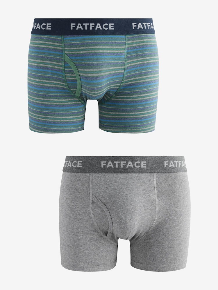 Grey & Green Stripe - FatFace Classic Boxers 2 Pack - Imagen 1 de 3