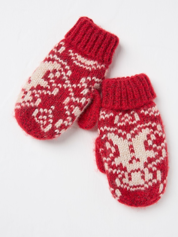 FatFace Red Gingerbread Mittens - Image 1 of 2