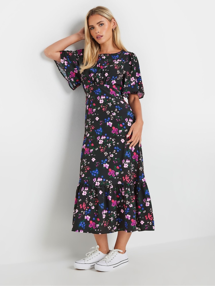 M&Co Petite Floral Flutter Sleeve Dress - Изображение 2 из 5