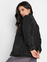 PixieGirl Petite Black Oversized Washed Denim 100% Cotton Jacket - Image 4 of 5