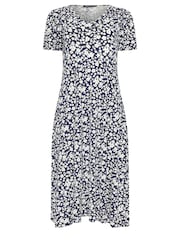M&Co Blue Petite Ditsy V-Neck Midi Dress - Image 5 of 5