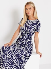 M&Co Blue Petite Knot Detail Maxi Dress - Image 1 of 5