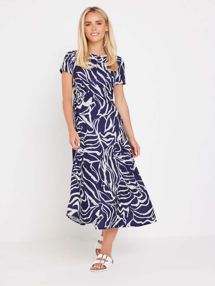 M&Co Blue Petite Knot Detail Maxi Dress - Image 2 of 5 M&Co Blue Petite Knot Detail Maxi Dress - Image 2 of 5