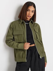 PixieGirl Petite Green Bomber Utility 100% Cotton Jacket - Image 2 of 5