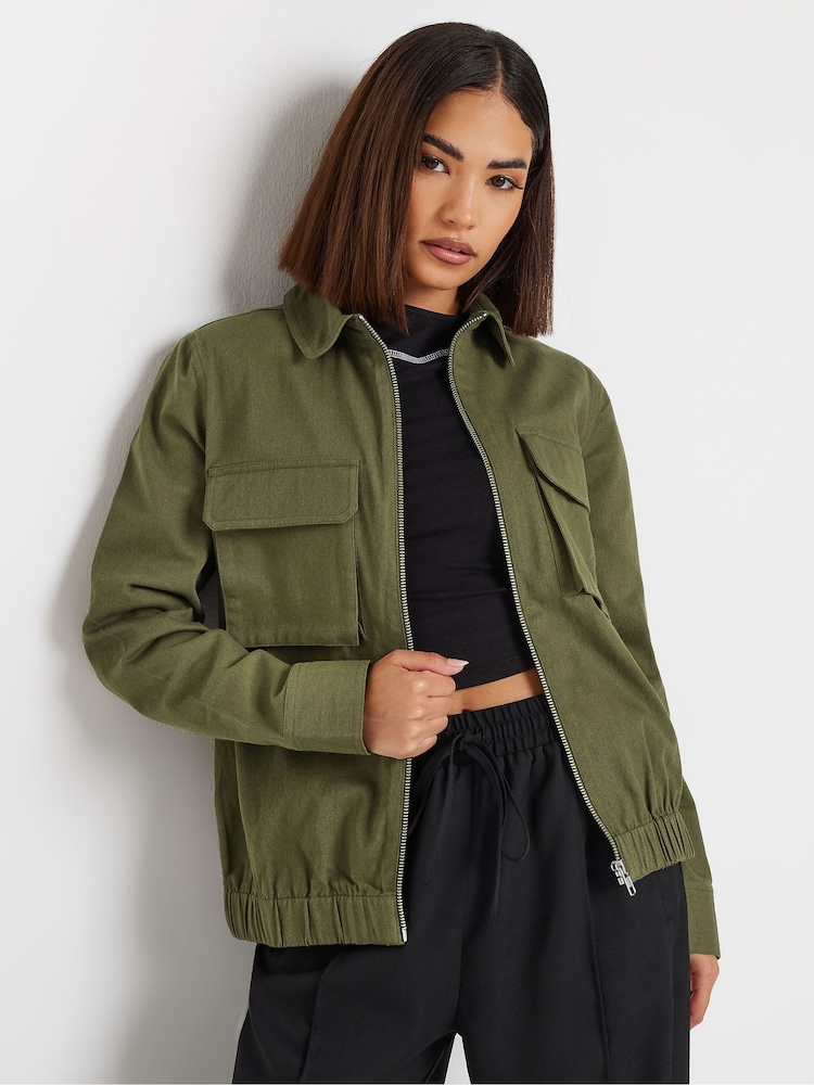 PixieGirl Petite Green Bomber Utility 100% Cotton Jacket - Image 2 of 5