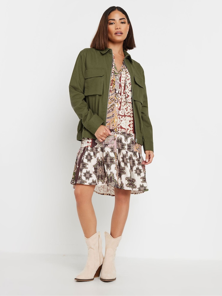 PixieGirl Petite Green Bomber Utility 100% Cotton Jacket - Image 4 of 5