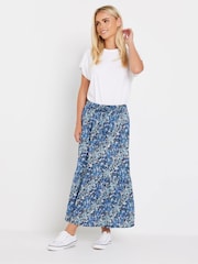 M&Co Blue Petite Floral Tiered Skirt - Image 1 of 5