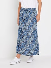 M&Co Blue Petite Floral Tiered Skirt - Image 3 of 5