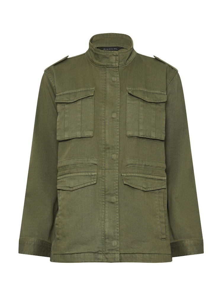 PixieGirl Petite Green 100% Cotton Utility Jacket - Image 5 of 5