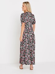 M&Co Black Petite Floral Wrap Front Maxi Dress - Image 3 of 5