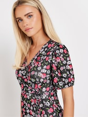 M&Co Black Petite Floral Wrap Front Maxi Dress - Image 4 of 5