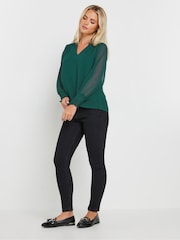 M&Co Green Petite Long Sleeve Spot Detail Blouse - Image 2 of 5
