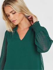M&Co Green Petite Long Sleeve Spot Detail Blouse - Image 4 of 5