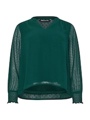 M&Co Green Petite Long Sleeve Spot Detail Blouse - Image 5 of 5