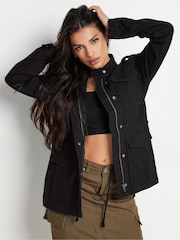 PixieGirl Petite Black 100% Cotton Utility Jacket - Image 1 of 5