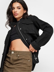 PixieGirl Petite Black 100% Cotton Utility Jacket - Image 2 of 5
