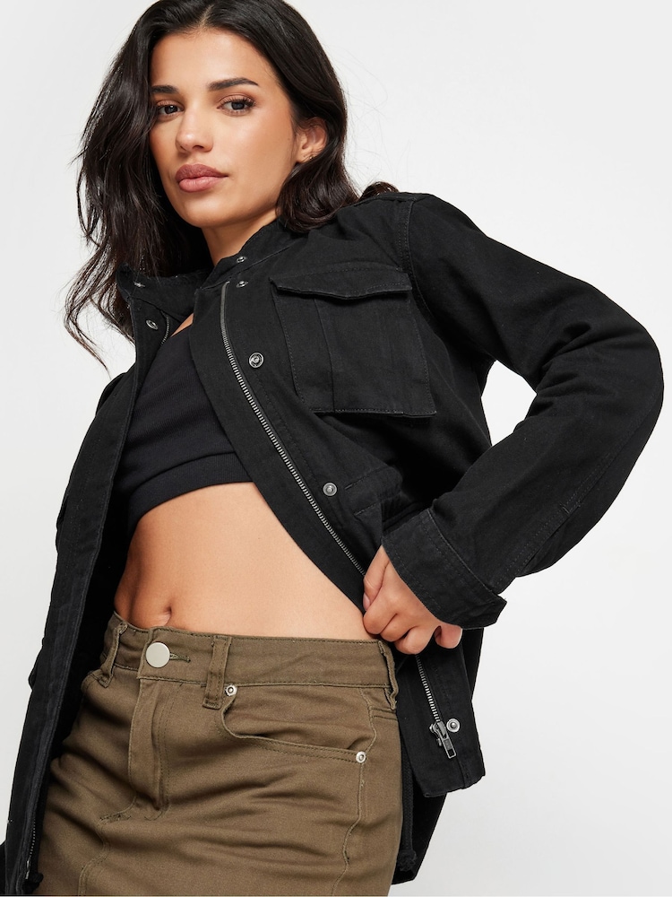 PixieGirl Petite Black 100% Cotton Utility Jacket - Image 2 of 5