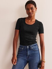 Boden Black Essential Jersey T-Shirt - Image 1 of 5