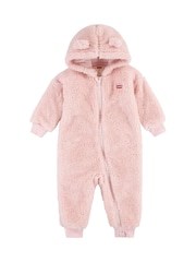 Levi's® Pink Sherpa Baby Pramsuit - Image 3 of 5