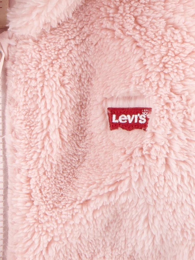 Levi's® Pink Sherpa Baby Pramsuit - Image 5 of 5