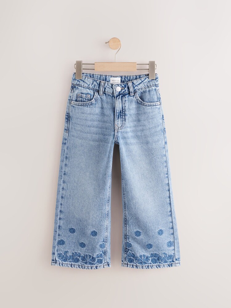 Blue Denim Embroidered 100% Cotton Jeams - Image 1 of 4 Blue Denim Embroidered 100% Cotton Jeams - Image 1 of 4