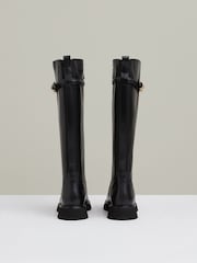 Reiss Black Briony Leather Buckled Knee-High Boots - Image 4 of 4