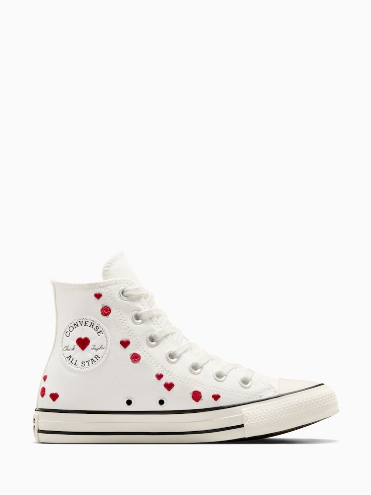 Converse White Chuck Taylor All Star Hearts High Trainers - Image 1 of 11