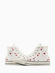 Converse White Chuck Taylor All Star Hearts High Trainers - Image 4 of 11