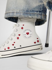 Converse White Chuck Taylor All Star Hearts High Trainers - Image 9 of 11