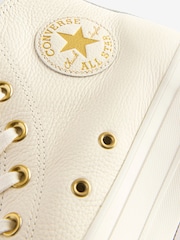 Converse White/Gold Chuck Taylor All Star Lift Mono Leather High Trainers - Image 11 of 13