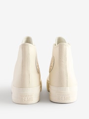 Converse White/Gold Chuck Taylor All Star Lift Mono Leather High Trainers - Image 5 of 13