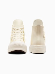 Converse White/Gold Chuck Taylor All Star Lift Mono Leather High Trainers - Image 6 of 13